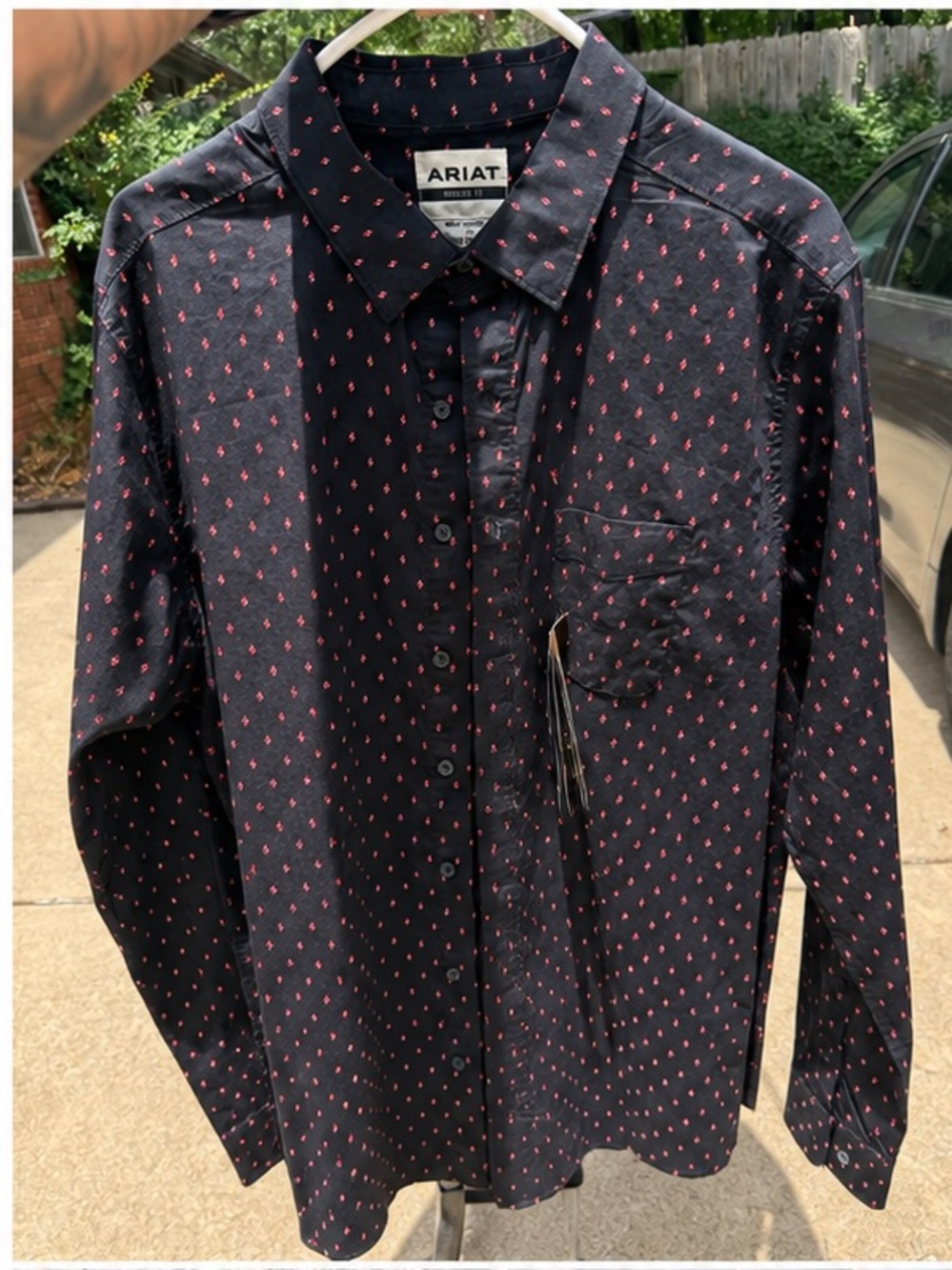 Ariat Black Shirt with Red Micro Print